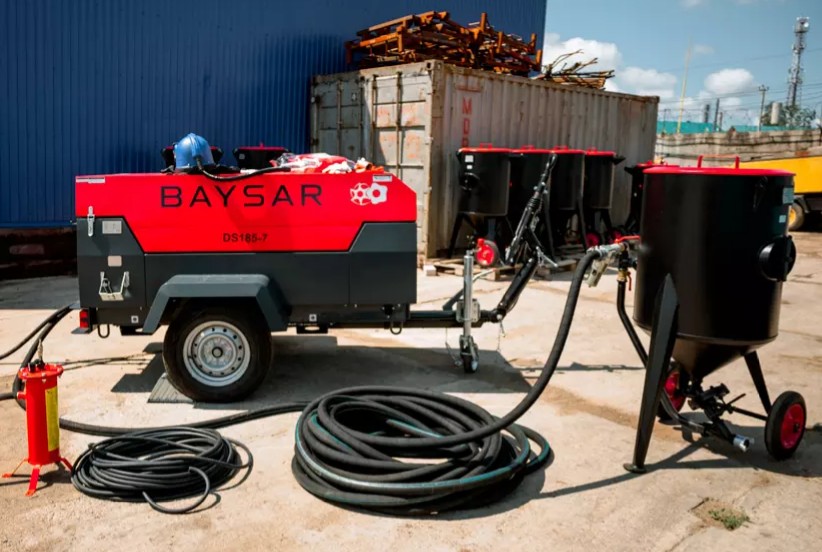 Пескоструйный компрессор BAYSAR DS185-7 в комплекте с установкой PST-PS-100-2